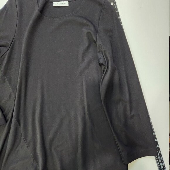 Bryn Walker Shift Dress Womens S Black Long Sleeve Round Neck A-Line Asymmetric - Picture 10 of 12